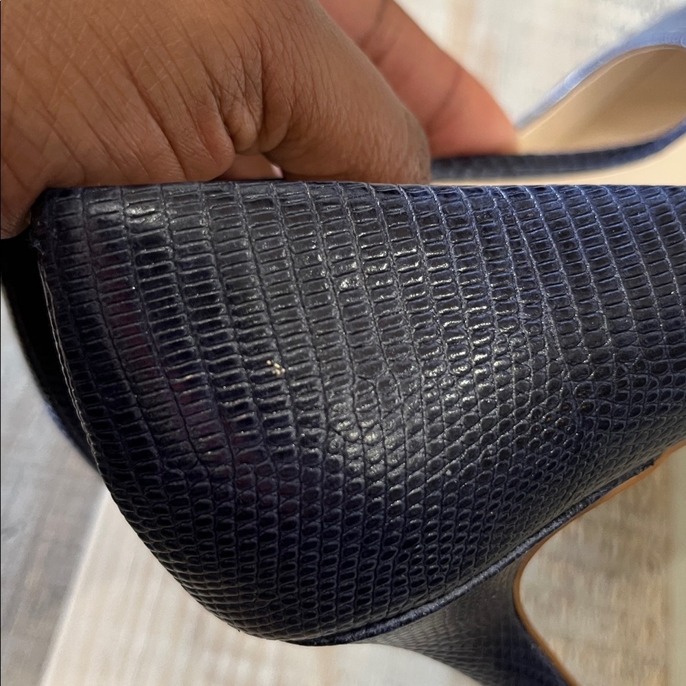 Cole Haan Women's Navy Blue Textured 7” Heels Sz 6B Office Career Business Chic - Picture 7 of 10